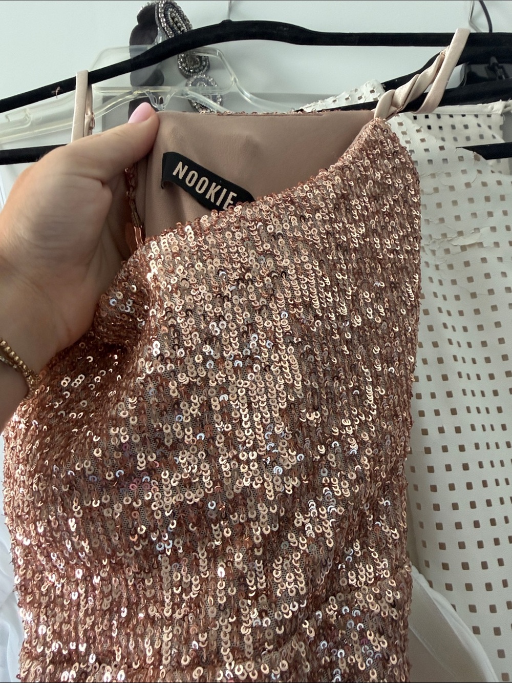 Nookie Rose Gold Sequin Strapless Slip